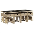 vidaXL 13 Piece Patio Dining Set with Cushions Beige Poly Rattan
