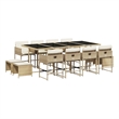 vidaXL 13 Piece Patio Dining Set with Cushions Beige Poly Rattan