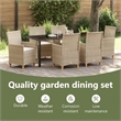 vidaXL Garden Dining Set 7 pcs Beige Poly Rattan