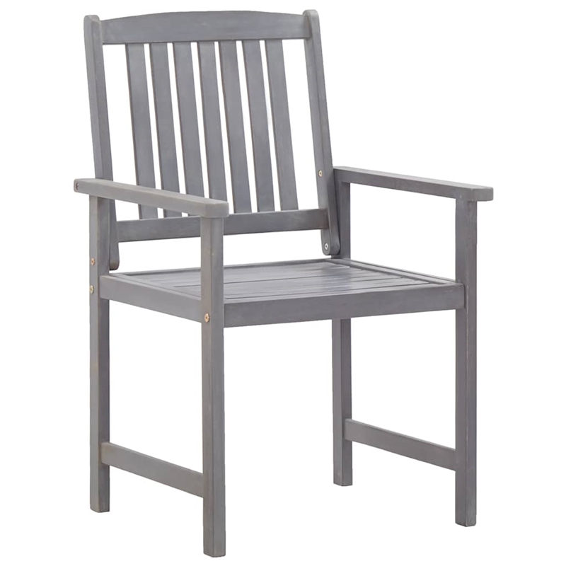 vidaXL 5 Piece Patio Dining Set Gray Solid Acacia Wood