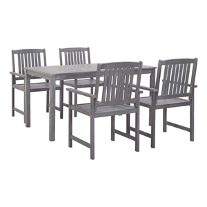 vidaXL 5 Piece Patio Dining Set Gray Solid Acacia Wood
