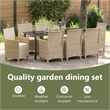 vidaXL Garden Dining Set 9 pcs Beige Poly Rattan