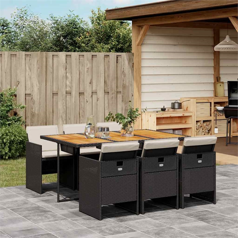 vidaXL Garden Dining Set Black/Brown/Cream White