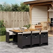 vidaXL Garden Dining Set Black/Brown/Cream White