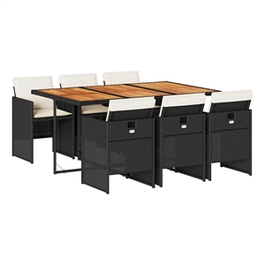 vidaXL Garden Dining Set Black/Brown/Cream White