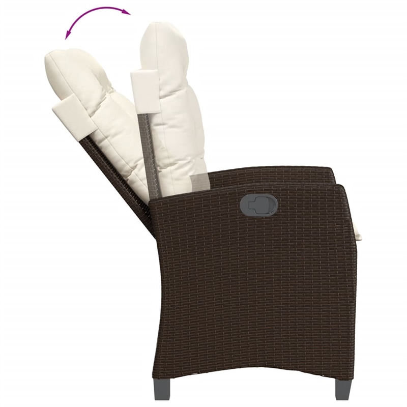 vidaXL 3 Piece Patio Dining Set with Cushions Brown Poly Rattan
