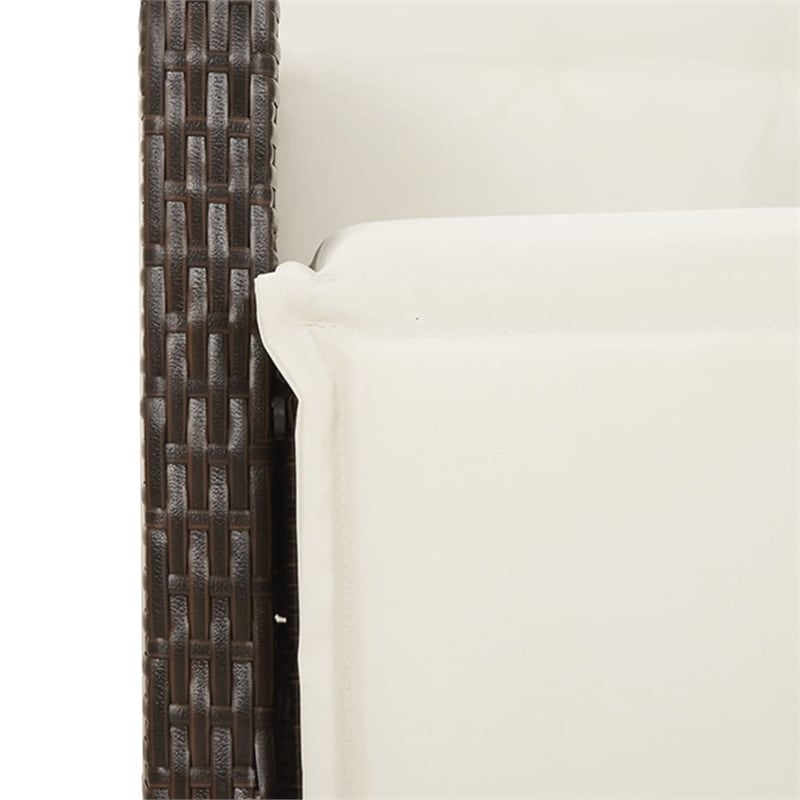 vidaXL 5 Piece Patio Dining Set with Cushions Brown Poly Rattan
