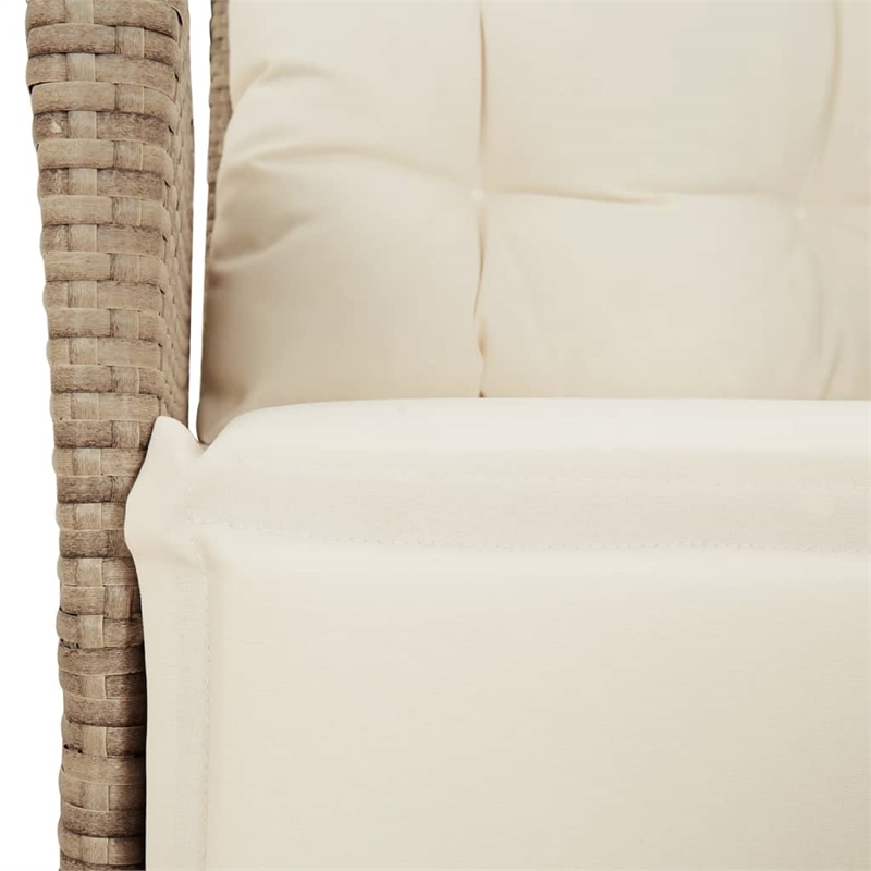 vidaXL 3 Piece Patio Dining Set with Cushions Beige Poly Rattan