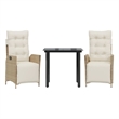 vidaXL 3 Piece Patio Dining Set with Cushions Beige Poly Rattan