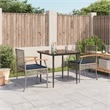 vidaXL 3 Piece Patio Dining Set with Cushions Gray Poly Rattan