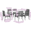 vidaXL 7 Piece Patio Dining Set with Cushions Gray Poly Rattan