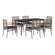 vidaXL 7 Piece Patio Dining Set with Cushions Gray Poly Rattan