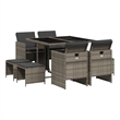 vidaXL 9 Piece Patio Dining Set with Cushions Gray Poly Rattan