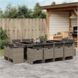 vidaXL 13 Piece Patio Dining Set with Cushions Gray Poly Rattan