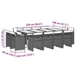 vidaXL 13 Piece Patio Dining Set with Cushions Gray Poly Rattan