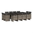 vidaXL 13 Piece Patio Dining Set with Cushions Gray Poly Rattan