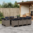 vidaXL 13 Piece Garden Dining Set with Cushions Grey Poly Rattan