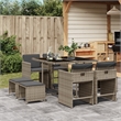 vidaXL 9 Piece Patio Dining Set with Cushions Gray Poly Rattan