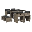vidaXL 9 Piece Patio Dining Set with Cushions Gray Poly Rattan