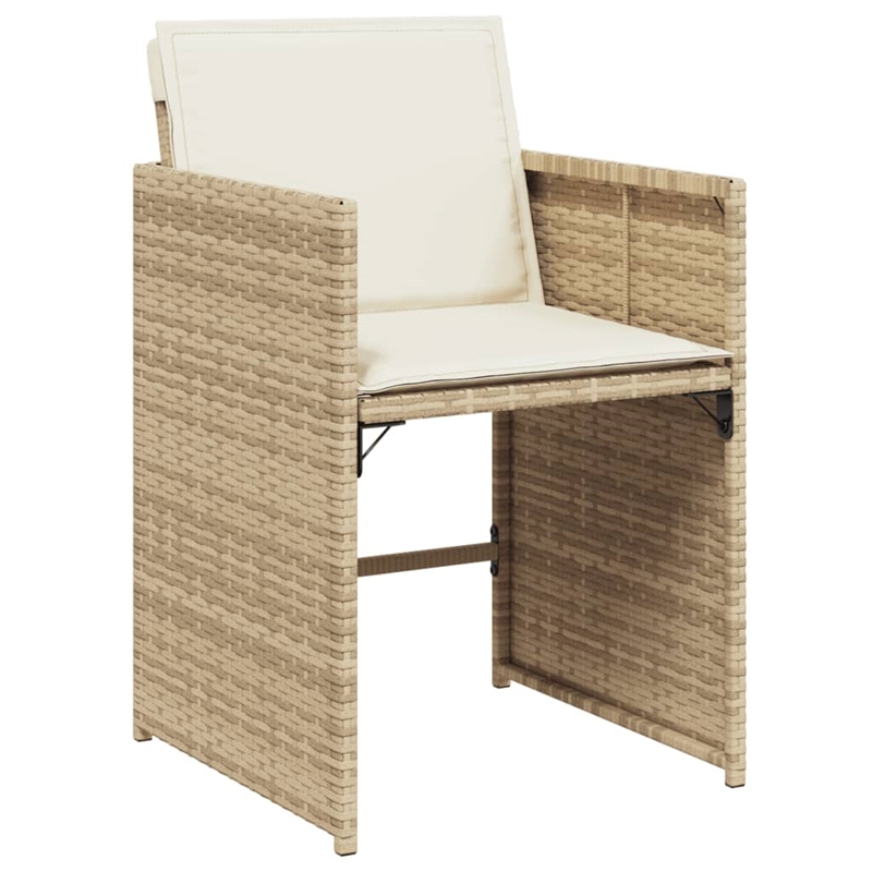 vidaXL 9 Piece Patio Dining Set with Cushions Beige Poly Rattan