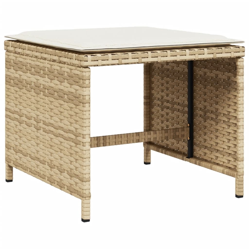 vidaXL 9 Piece Patio Dining Set with Cushions Beige Poly Rattan