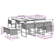 vidaXL 11 Piece Patio Dining Set with Cushions Black Poly Rattan