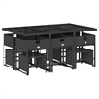 vidaXL 11 Piece Patio Dining Set with Cushions Black Poly Rattan