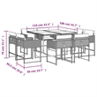 vidaXL 9 Piece Garden Dining Set with Cushions Grey Poly Rattan