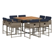 vidaXL 9 Piece Garden Dining Set with Cushions Grey Poly Rattan