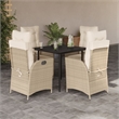 vidaXL 5 Piece Patio Dining Set with Cushions Beige Poly Rattan