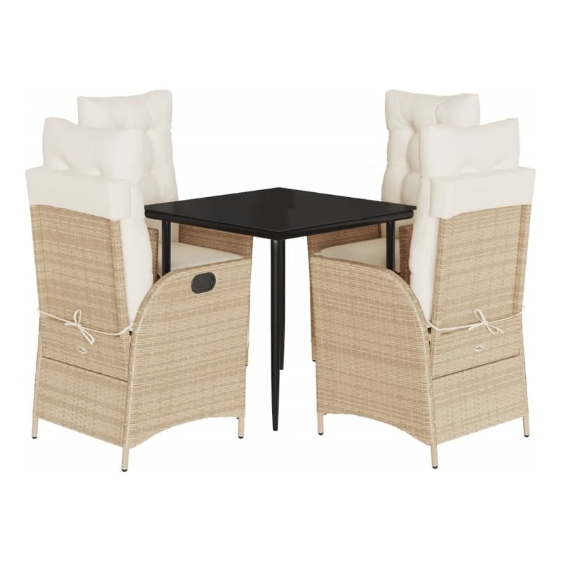 vidaXL 5 Piece Patio Dining Set with Cushions Beige Poly Rattan