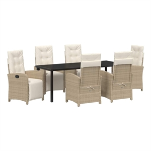 vidaXL Garden Dining Set 7 pcs Beige Poly Rattan