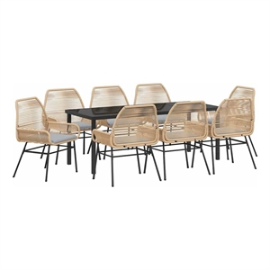 vidaXL Garden Dining Set 9 pcs Brown Poly Rattan