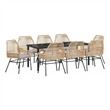 vidaXL Garden Dining Set 9 pcs Brown Poly Rattan