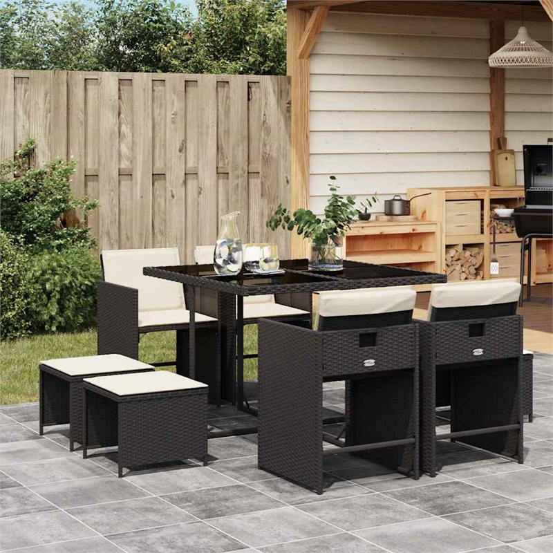 vidaXL Garden Dining Set Black/Cream White