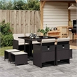 vidaXL 9 Piece Garden Dining Set with Cushions Black Poly Rattan