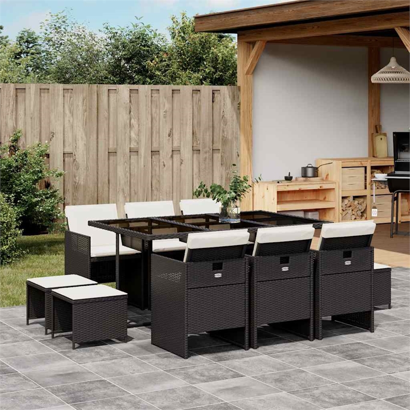 vidaXL Garden Dining Set Black/Cream White