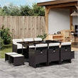 vidaXL Garden Dining Set Black/Cream White