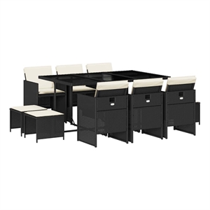 vidaXL Garden Dining Set Black/Cream White