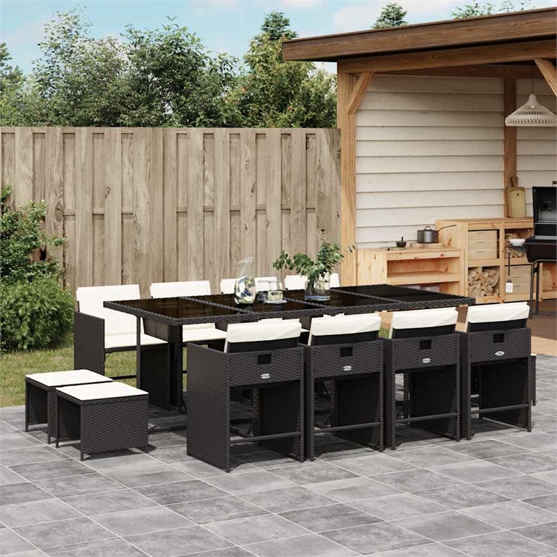 vidaXL Garden Dining Set Black/Cream White