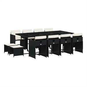 vidaXL Garden Dining Set Black/Cream White