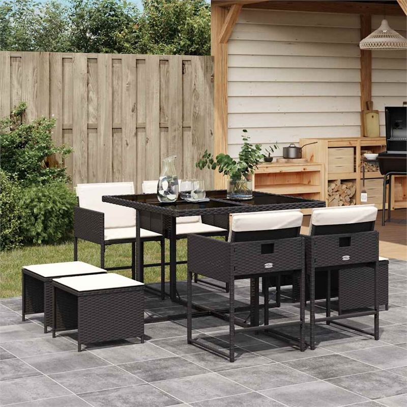 vidaXL Garden Dining Set Black/cream white