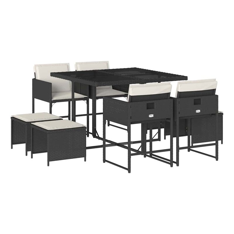 vidaXL Garden Dining Set Black/cream white