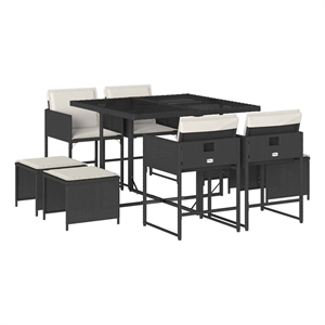 vidaXL Garden Dining Set Black/cream white