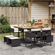 vidaXL Garden Dining Set Black/Brown/Cream White