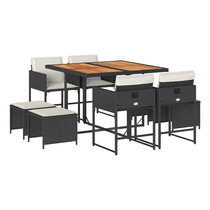 vidaXL Garden Dining Set Black/Brown/Cream White