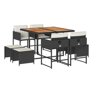 vidaXL Garden Dining Set Black/Brown/Cream White