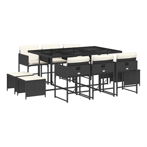 vidaXL Garden Dining Set Black/Cream white