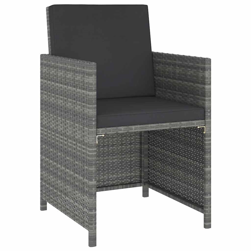 vidaXL 6 Piece Patio Dining Set with Cushions Poly Rattan Gray