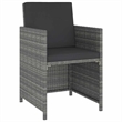 vidaXL 6 Piece Patio Dining Set with Cushions Poly Rattan Gray